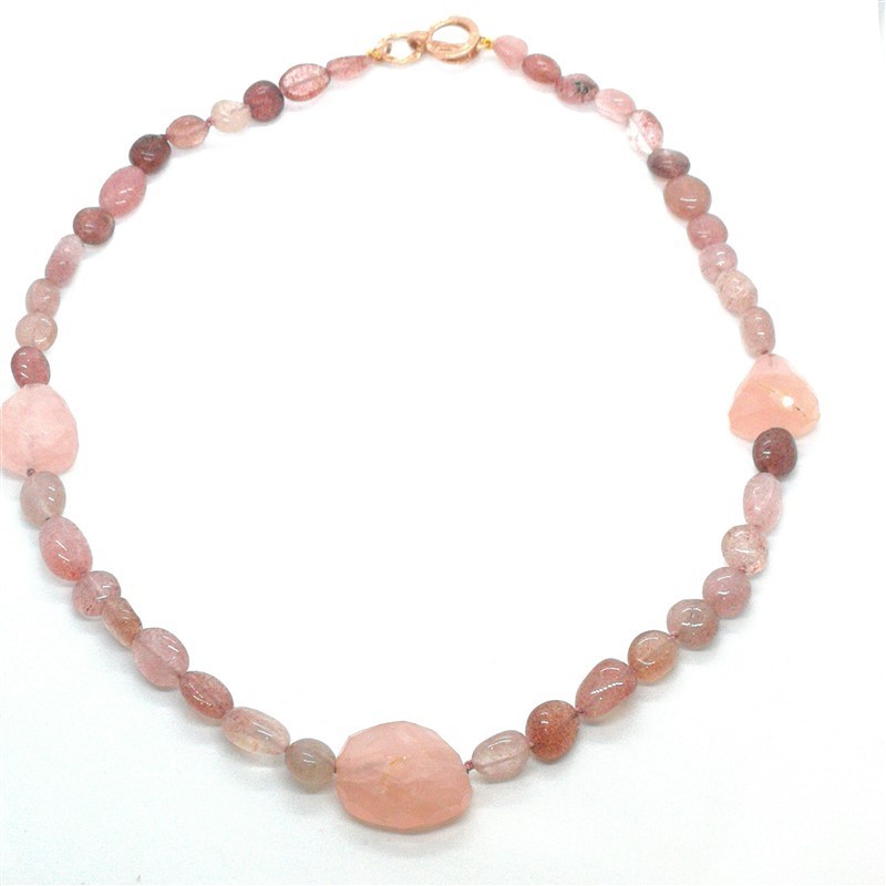 Collana donna girocollo quarzo rosa